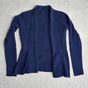 Women's Eileen Fisher Small Silk Knit Open Cardigan Blue